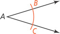 Angle A has an arc passing through B on the top ray and C on the bottom ray.