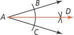 A ray extends from vertex A through point D.
