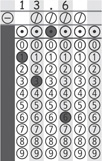 An answer sheet has 13.6 filled in at the top, with corresponding bubbles for each digit filled in below.