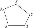 A polygon has five segments connecting corners A through E from top left clockwise.