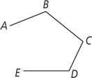 A polygon has four segments connecting A through E, with no segment connecting A and E.