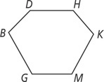 A polygon has vertices B, D, H, K, M, and G, from left clockwise.