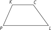 A polygon has vertices K, C, L, and P, from top left clockwise.