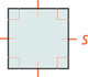 A square with sides labeled s has all four sides equal and four angles as right angles.