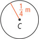 A circle has radius one-quarter meter.