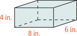 A solid is a box with length 8 inches across the front, width 6 inches from front to back, and height 4 inches.