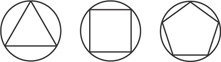A circle contains a triangle. The next circle contains a square. The next circle contains a pentagon.