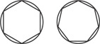 A circle contains a hexagon, and the next circle contains a heptagon.