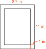 A sheet is paper measuring 8.5 inches by 11 inches has a 1-inch margin around the text.
