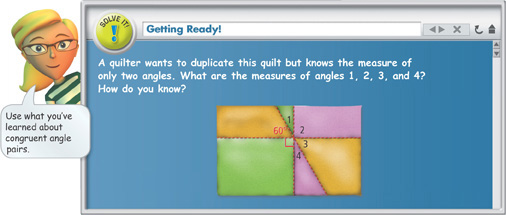 A Solve It problem demonstrates theorems about angles.