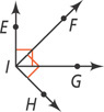 Four rays extend from vertex I: EI, FI, GI, and HI, clockwise. Angles EIG and FIH are right angles.