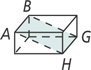 A box has edge AB extending back at the top left edge and edge HG extending back at the bottom right edge, with a plane extending diagonally between them, through the interior of the box.