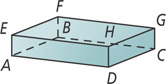 A box has corners A, B, C, and D on bottom, from front left clockwise, and corners E, F, G, and H on the top, from front left clockwise.