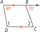 A ray and line segments connect to form a quadrilateral.