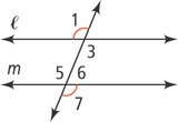 A transversal intersects two horizontal lines.