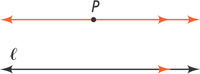 A line containing point P is parallel to line l.
