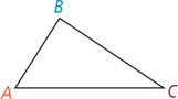 A triangle has vertices A, B, and C.