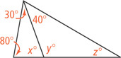 A large triangle is divided into two smaller triangles.