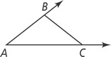 Triangle ABC has extensions of AB and AC.