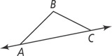 Triangle ABC has extensions of AC on both sides.