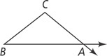 Triangle ABC has extensions of BA and CA.