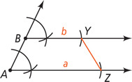 A line segment extends between arcs Y and Z, opposite AB.
