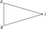 A triangle has side AB on the left of point J at the third vertex.