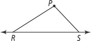 Segments extend from point P down to points R and S, to the left and right respectively, on a horizontal line.