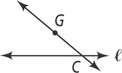 A diagonal line passes through point G and point C on line l.