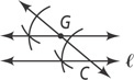 A diagonal line intersects horizontal line l and a horizontal line containing point G above.