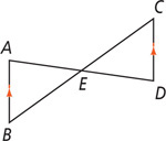 Triangles ABE and CDE share vertex E with sides AB and CD parallel.