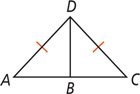 Triangle ACD is divided by segment BD. Sides AB and CD are equal.