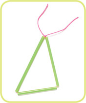 The string is tied together to get a triangle with longest side on the left and shortest side on bottom.