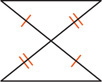 Two triangles share a vertex, with sides adjacent to the angle congruent.