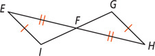 Triangles EFI and HFG share vertex F, with sides EI and GH equal and sides EF and HF equal.