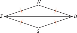 Triangles WZD and SDZ share side DZ, with sides WZ, WD, SZ, and SD equal.
