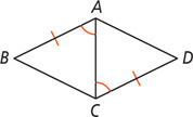 Triangles ABC and ADC share side AC, with angles BAC and DCA equal and sides AB and CD equal.