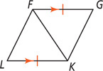 Triangles FGK and KLF share side FK with sides FG and KL equal and parallel.