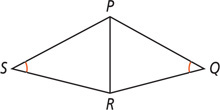 Triangles SRP and QRP share side RP, with angles S and Q equal.