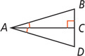Triangles ABC and ADC share side AC, with angles BAC and DAC equal and angle BCA a right angle.
