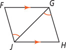 Triangles FGJ and HJG share side GJ, with angles FJG and HGJ equal and sides FG and HJ parallel.