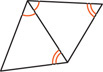 Two triangles share a side, with adjacent angles at one end of the shared side equal, and one angle at the other end of the share side and the outside angle of the other triangle equal.