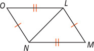 Triangles OLN and MNL share side LN, with sides ON and ML equal and sides OL and LN equal.