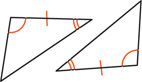 Two triangles have two pairs of congruent angles, with the sides between the angles congruent.
