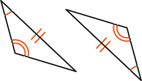 Two triangles have two pairs of congruent angles, with the sides adjacent to the angles with one arc congruent.
