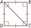 Square ABCD, with all angles and all sides equal, is divided by diagonal AC into triangles ABC and CDA.