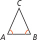 Triangle ABC has angles A and B equal.