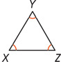 Triangle XYZ has all angles equal.