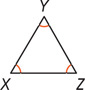 Triangle XYZ has all angles equal.