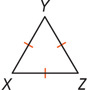 Triangle XYZ has all sides equal.